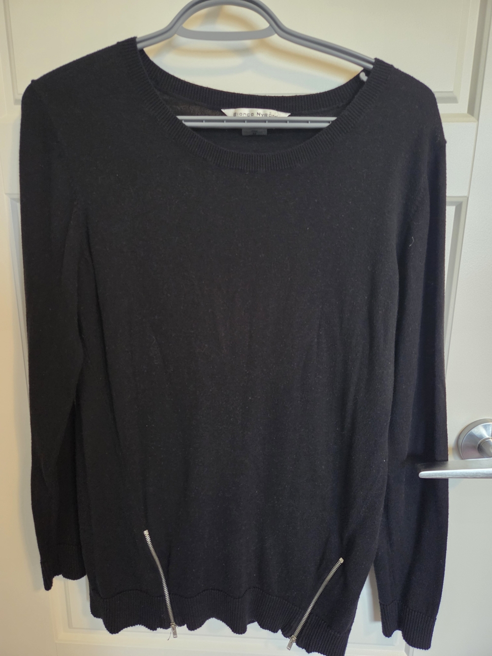 Bianca Nygard Womens Black Long Sleeve Knit Top Size Medium 10-12 Cozy Casual